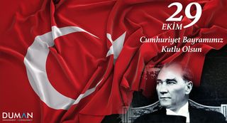 Cumhuriyet Bayramı için hazırlanmış kırmızı-beyaz bir görsel.